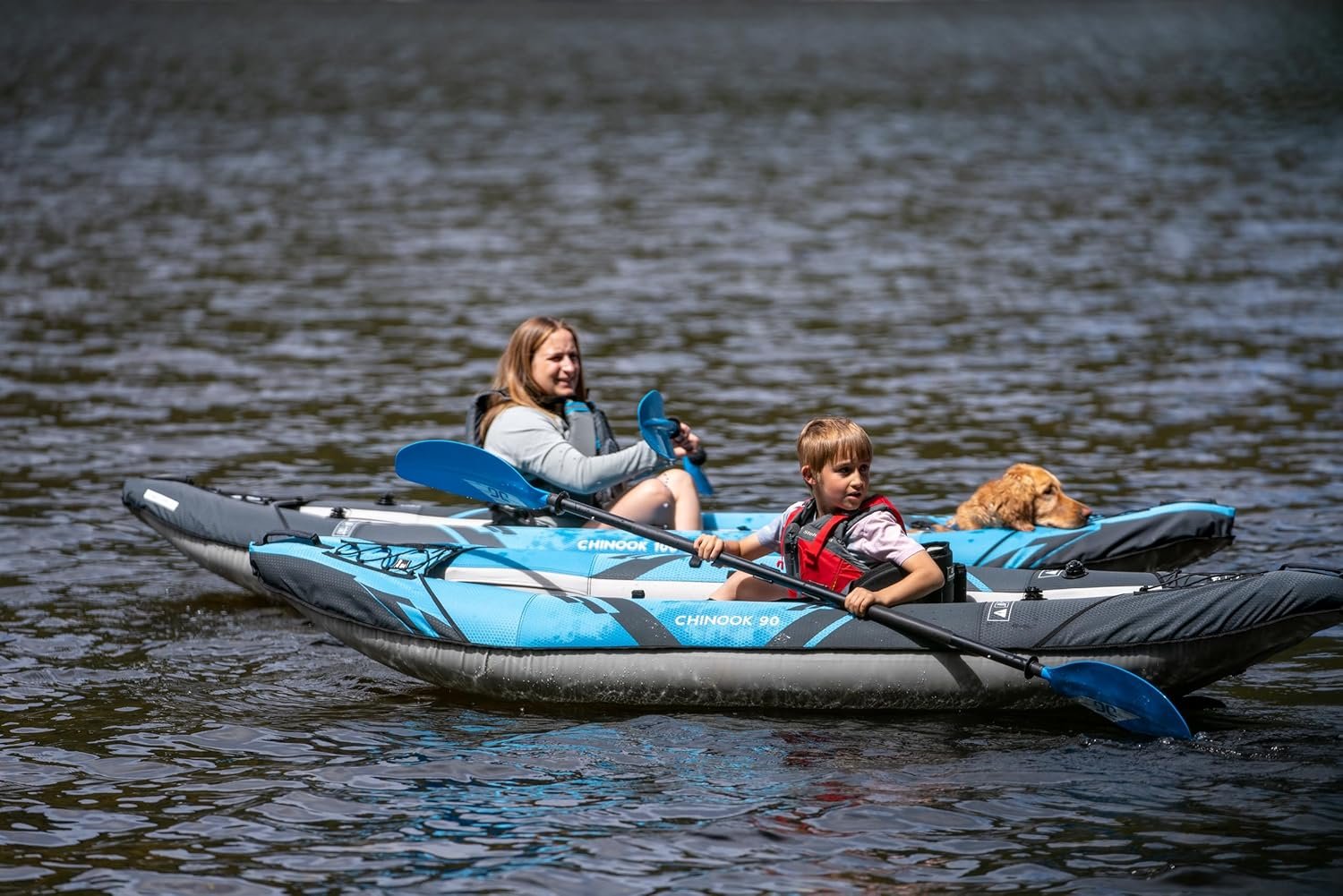 AQUAGLIDE Chinook 90 Inflatable 9' Foot Kayak Kit Packable Includes Pump for Adu... - Image 5