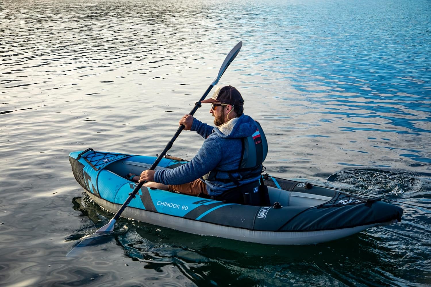 AQUAGLIDE Chinook 90 Inflatable 9' Foot Kayak Kit Packable Includes Pump for Adu... - Image 7