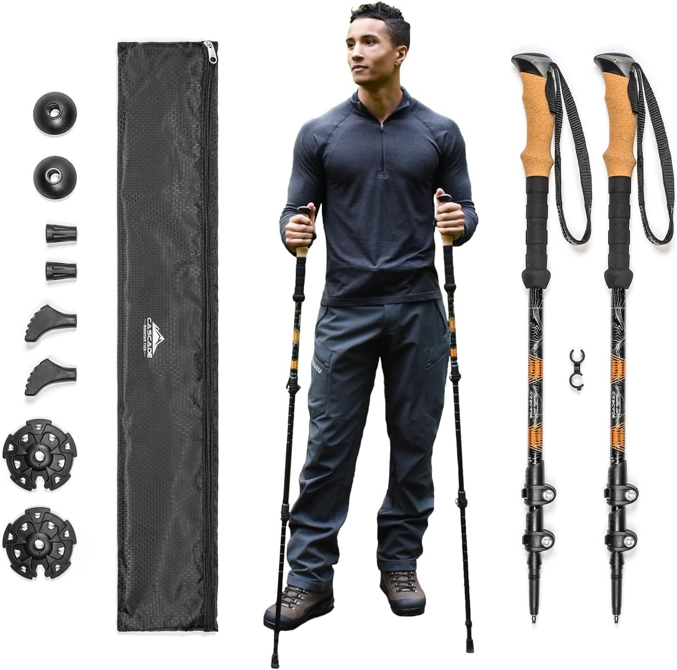 Cascade Mountain Tech Lightweight Aircraft-Grade Aluminum Trekking Poles with Ex... - Image 2