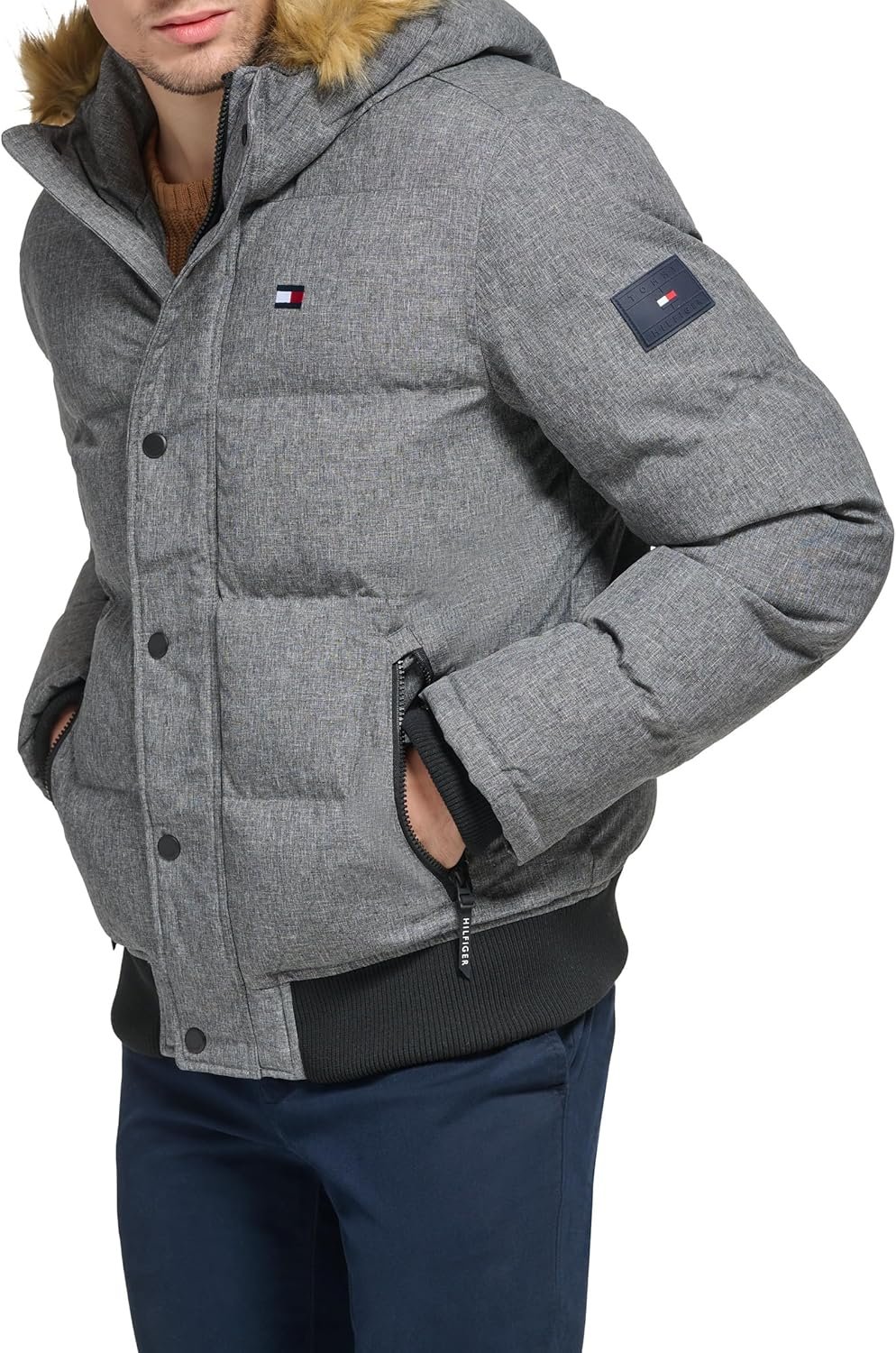 Tommy Hilfiger Men's Arctic Cloth Quilted Snorkel Bomber Jacket (Standard and Bi... - Image 3