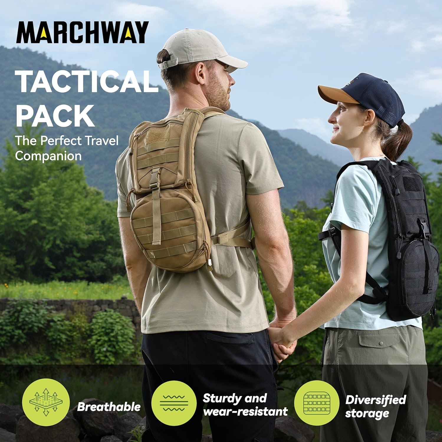 MARCHWAY Tactical Molle Hydration Pack Backpack with 3L TPU Water Bladder, Milit... - Image 3