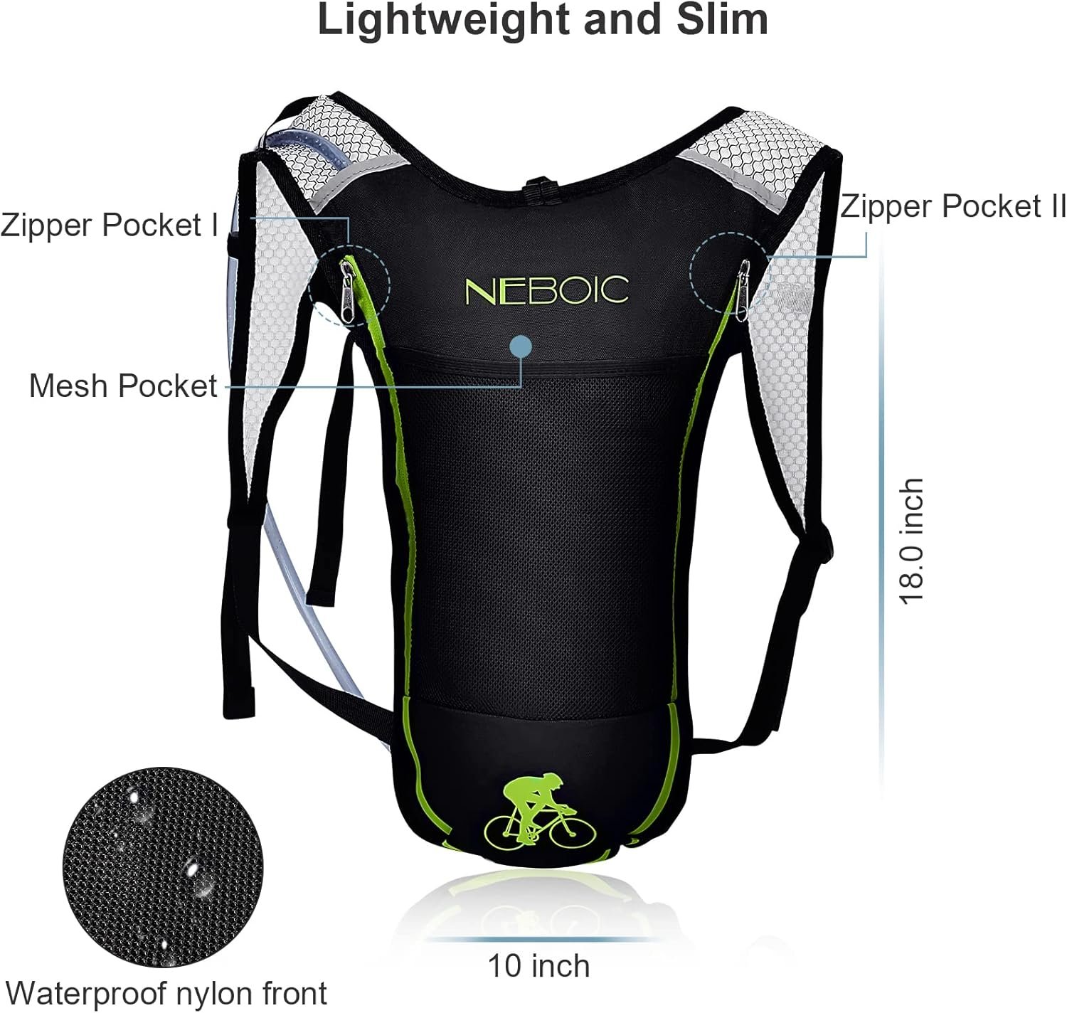 2Pack Hydration Backpack Pack with 2L Hydration Bladder - Lightweight Water Back... - Image 3