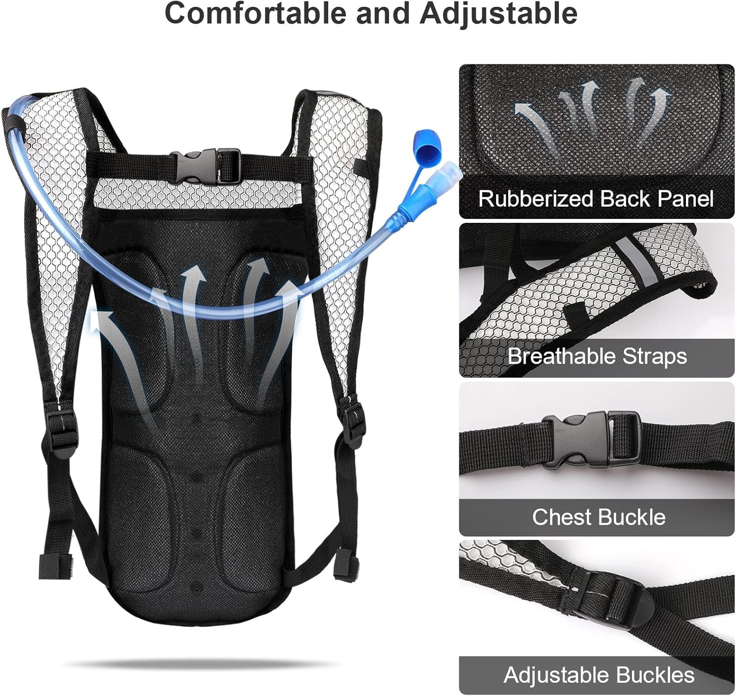 2Pack Hydration Backpack Pack with 2L Hydration Bladder - Lightweight Water Back... - Image 4