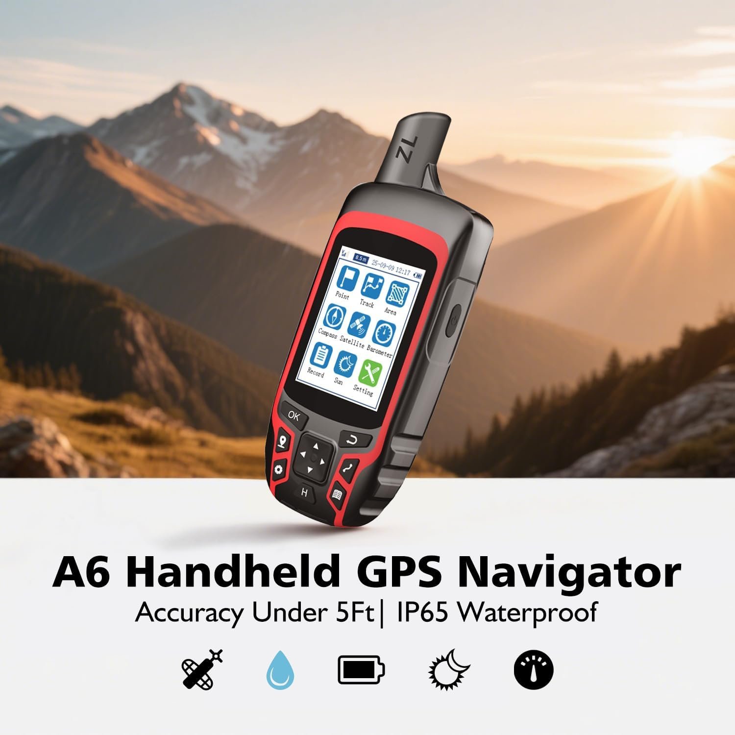A6 Handheld GPS for Hiking, Rugged Waterproof GPS Navigator with 20 Hrs of Batte... - Image 3