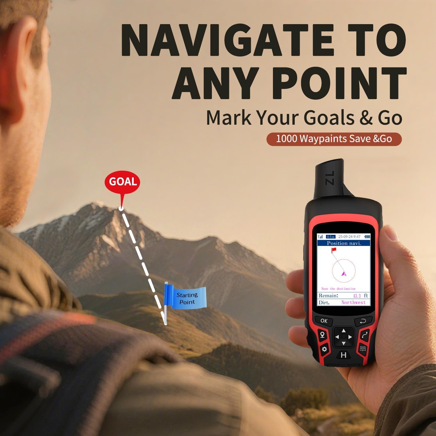 A6 Handheld GPS for Hiking, Rugged Waterproof GPS Navigator with 20 Hrs of Batte... - Image 4