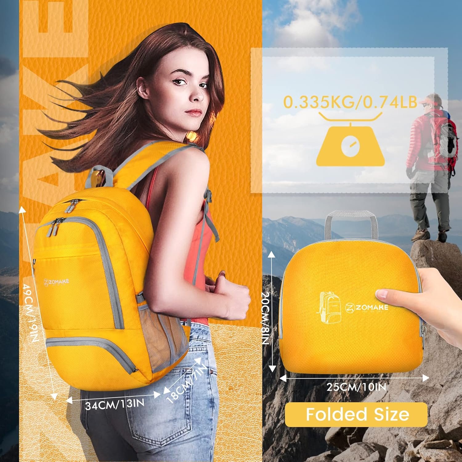 ZOMAKE Lightweight Packable Backpack 30L, Foldable Hiking Backpacks Water Resist... - Image 3