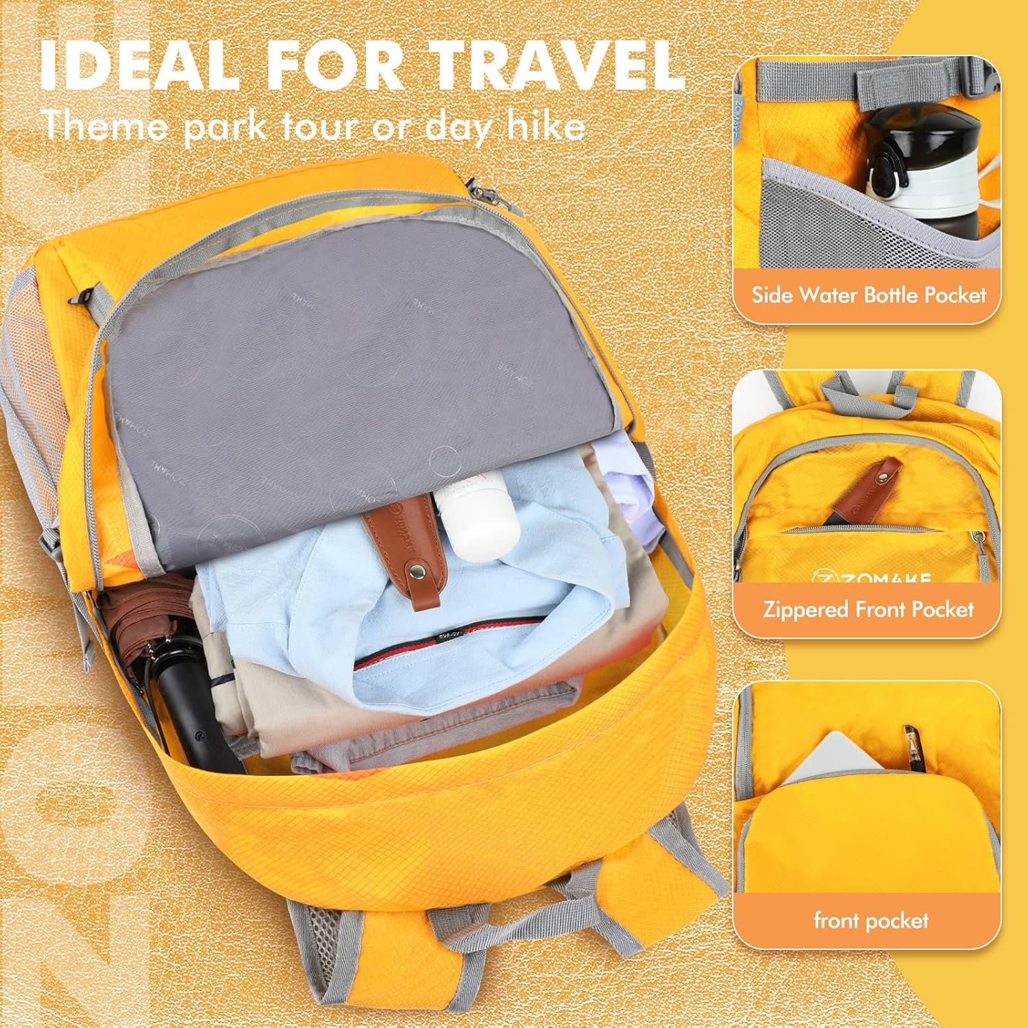 ZOMAKE Lightweight Packable Backpack 30L, Foldable Hiking Backpacks Water Resist... - Image 5